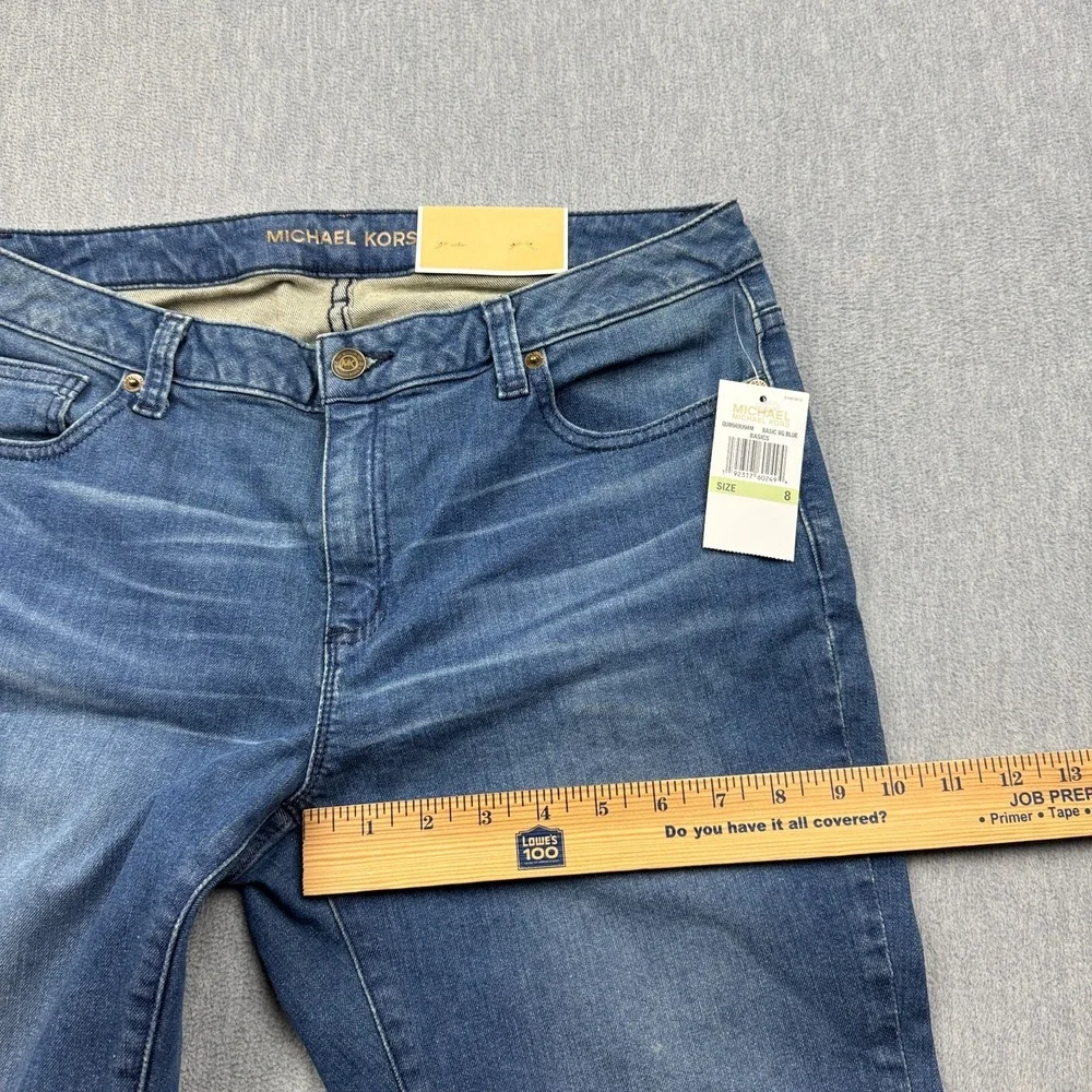 Michael Kors Jeans Women 8 Blue Izzy Skinny Raw Release Fray Hem Denim Pants NWT